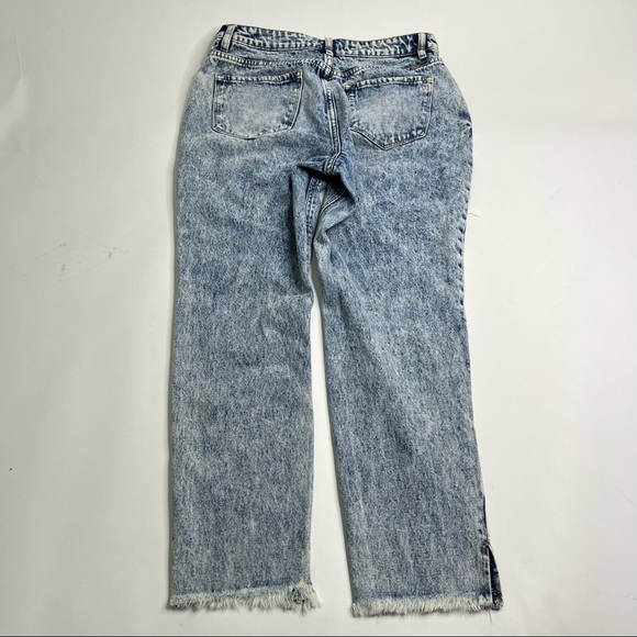 𝅺Kancan Acid Wash Super Distressed Raw Hem Boyfriend Straight Leg Blue Jeans 28 - Picture 6 of 10